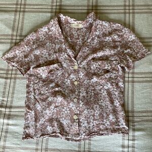 cameo pink floral button up